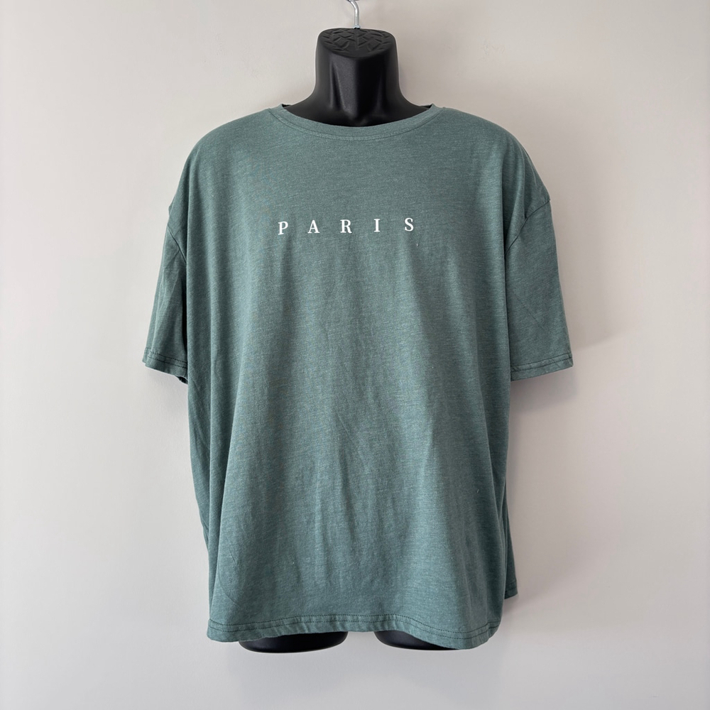 SHEIN Men's Size Large Green Paris Graphic T-Shirt Casual Streetwear Tee NIB